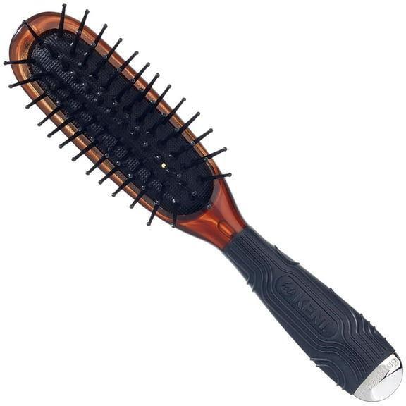 Kent KB Headhog Travel Detangling Hair Brush, Tortoise Shell, Black Rubber Cushion Detangler Brush and Scalp Brush, Firm Rounded Plastic Bristles for Women Men and Kids Everyday Care, Made in England