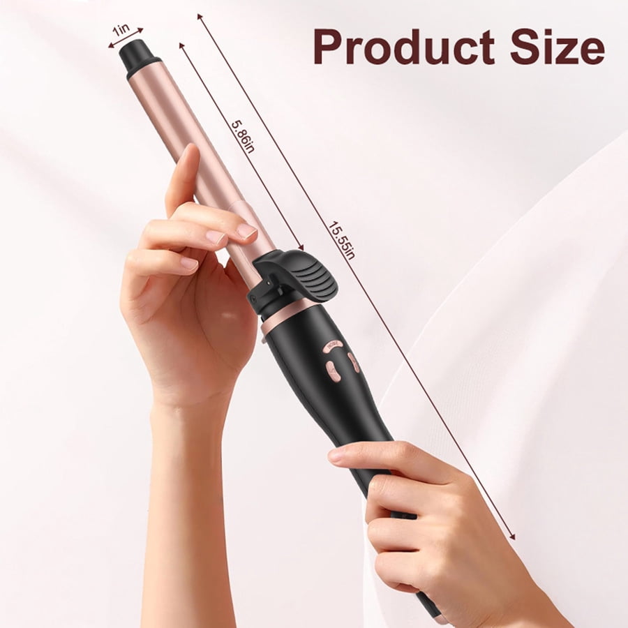 Automatic Rotating Curling Iron, 1.1 Inch Hair Curler with Ceramic Tourmaline Barrel, Adjustable Temperature (210-450℉) & LCD Display, Professional Hair Styling Tool for All Hair Types