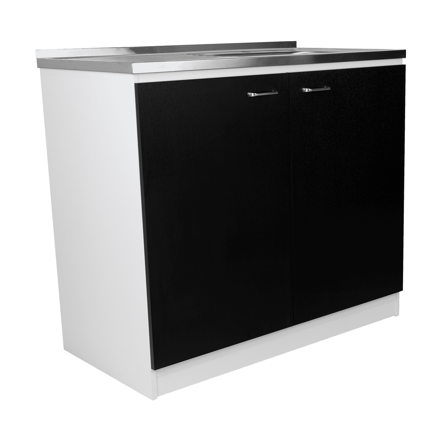 Utility Sink with Cabinet, Double Door Storage & Shelf, White/Black Kitchen Sink Base, 39.3"W X 20.5"D X 35.4"H, Easy Assembly (Faucet Not Included)
