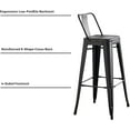 thumbnail image 6 of Modern Light Weight Industrial Contemporary Rustic Vintage Costal Metal Barstools with Bucket Back and 4 Leg Design, Seat Bar Stools (Set of 2) (30" Seat, Distressed Black), 6 of 6
