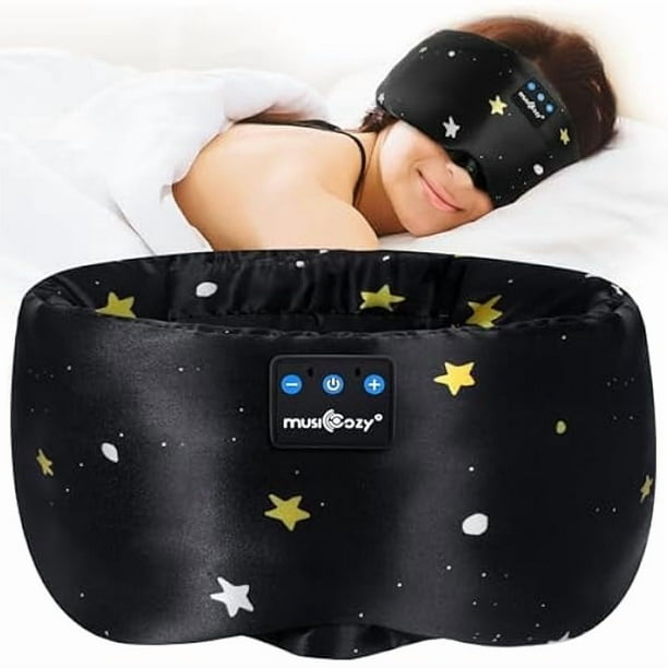 wonima44 Mulberry Silk Bluetooth Sleep Mask with HD Stereo Sound, Wireless Sleep Headband Headphones for Side Sleepers, Adjustable Size, Total Light Blocking, Perfect for Travel Relaxation Sleep