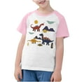 thumbnail image 4 of Virmaxy Toddler Boys Girls Kawaii Dinosaur Print T-Shirt Children'S Trendy Plunger Short Sleeve Blouses 2025 Summer Lightweight Loose Fit Crewneck Blouses Tops Pink-1 13 Years, 4 of 8