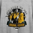 thumbnail image 2 of Universal Monsters Welcome To The Original Horror Show Crew Neck Short Sleeve Gray Heather Women's Crop Top
-XS, 2 of 7