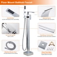 thumbnail image 5 of Wowow Brass Waterfall Single-Handle Floor Mount Freestanding Bathtub Faucet with Hand Shower and Supply Line, 5 of 5