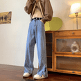 thumbnail image 3 of High Street-pantalones vaqueros de pierna ancha para hombre, Jeans rectos, sueltos, con cremallera y bolsillo con botones, estilo coreano, moda americana Original, otoño e invierno, 2023, 3 of 4