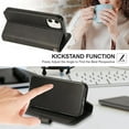 thumbnail image 5 of Wallet Case Compatible with iPhone 12 Mini 5.4 inch 2020, 5 Card Slots Magnetic Closure Zipper Pocket Handbag PU Leather Flip Case with Wrist Strap TPU Kickstand Cover - Black, 5 of 18