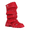 Red, variant on Women Mid Calf Boots Platform Heels Ruch Design Knee High Fold Over Chunky Heel Short Booties Round Toe Wide Calf Pull-On Shark Inspired Dress Booties for Daily, Party, Y2K Style