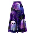 thumbnail image 5 of Womens Casual Elastic Waist Drawstring Midi Skirt Halloween Print Vacation Style Ruffle Hem A Line Flowy Skirt, 5 of 6