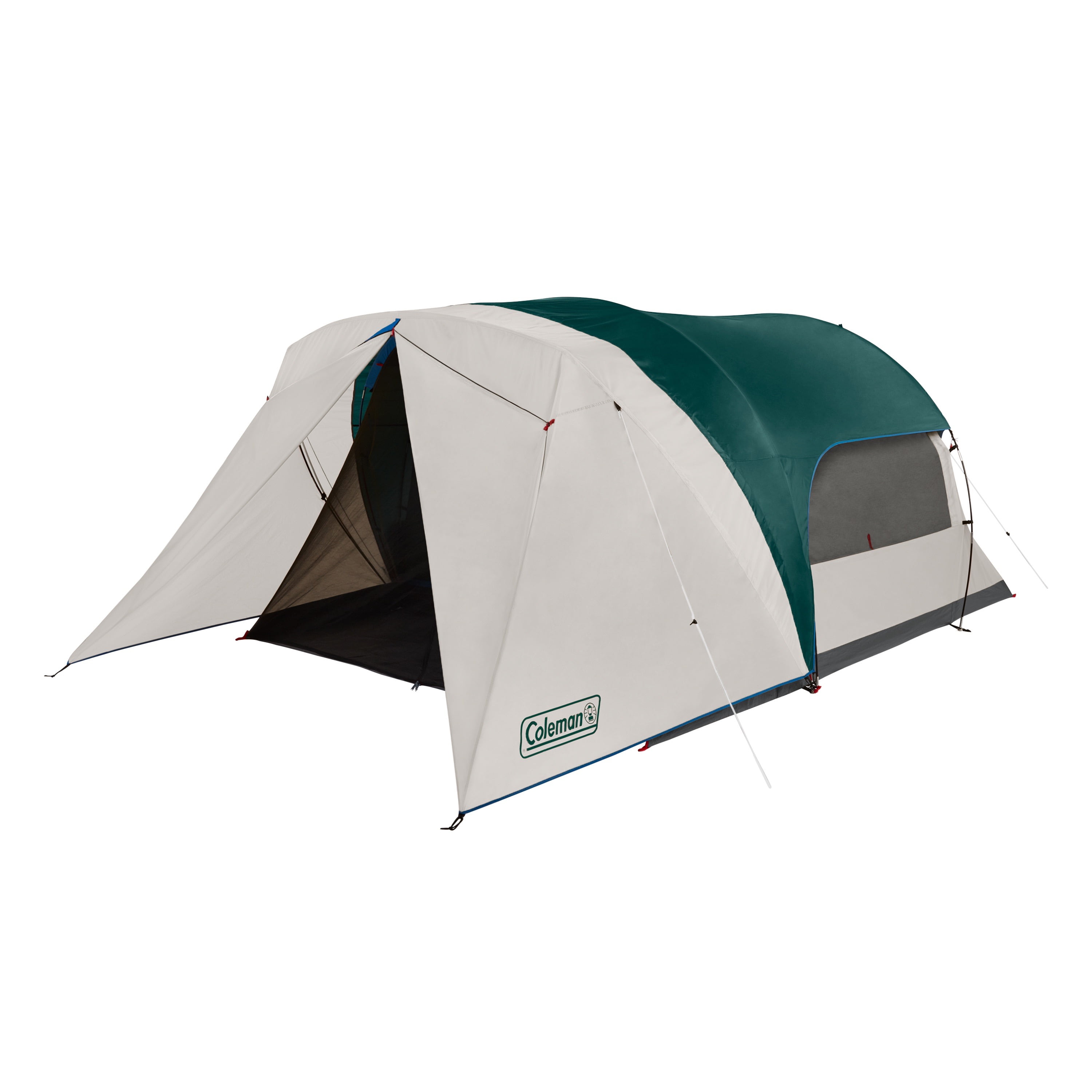 Coleman 6Person Cabin Tent with Enclosed Screen Porch, 2 Rooms, Green