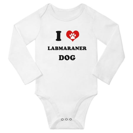 

I Heart Labmaraner Dog Baby Long Rompers Bodysuit (White 6-12 Months)