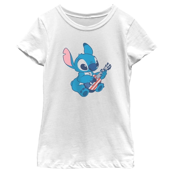 Girl's Lilo & Stitch Americana Ukulele Graphic T-Shirt