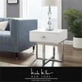 thumbnail image 4 of Posh Living Mano 1-Drawer Stainless Steel Base End Table in White/Chrome, 4 of 10