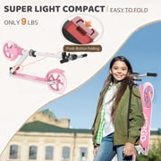 UPGO Kick Scooter for Ages 6+, Kids, Teens & Adults, 240 lb Max Load, Foldable, 8-Inch Wheels, Pink