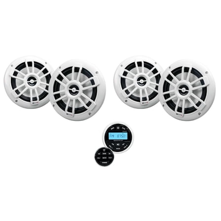 Rockville RGHR2 Marine Gauge Hole Receiver w Bluetooth (4) MB Quart Speakers