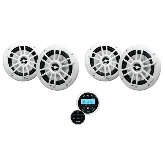 Rockville RGHR2 Marine Gauge Hole Receiver w Bluetooth (4) MB Quart Speakers