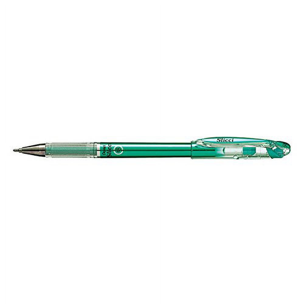 Pentel Arts Slicci Metallic 0.8 mm Needle Tip Gel Pen, Metallic Green Ink, Box of 12 (BG208-MD)