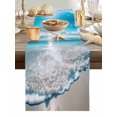 thumbnail image 5 of Summer Beach Blue Ocean Table Runner 13x90in Non-Slip Cotton Linen Table Runners, Seaside Waves Dresser Scarves TableRunner for Dinner Kitchen Dining Wedding Party, 5 of 9