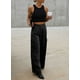 thumbnail image 5 of Pantalones cargo Dokotoo negros de cintura alta y pierna ancha para mujer, 5 of 7