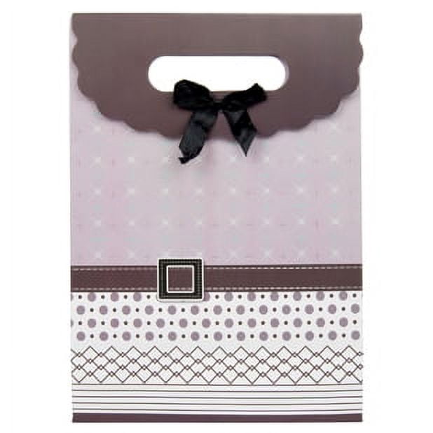 Premium Reusable Chic Buckle Bow Colorful Paper Gift Bag with Satin Ribbon Handles