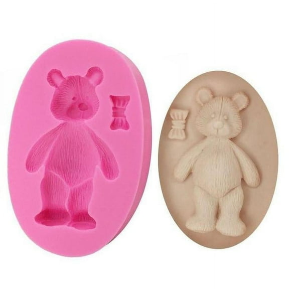 Standing Teddy Bear with Bow Silicone Mold 3.5 inches | Bakell