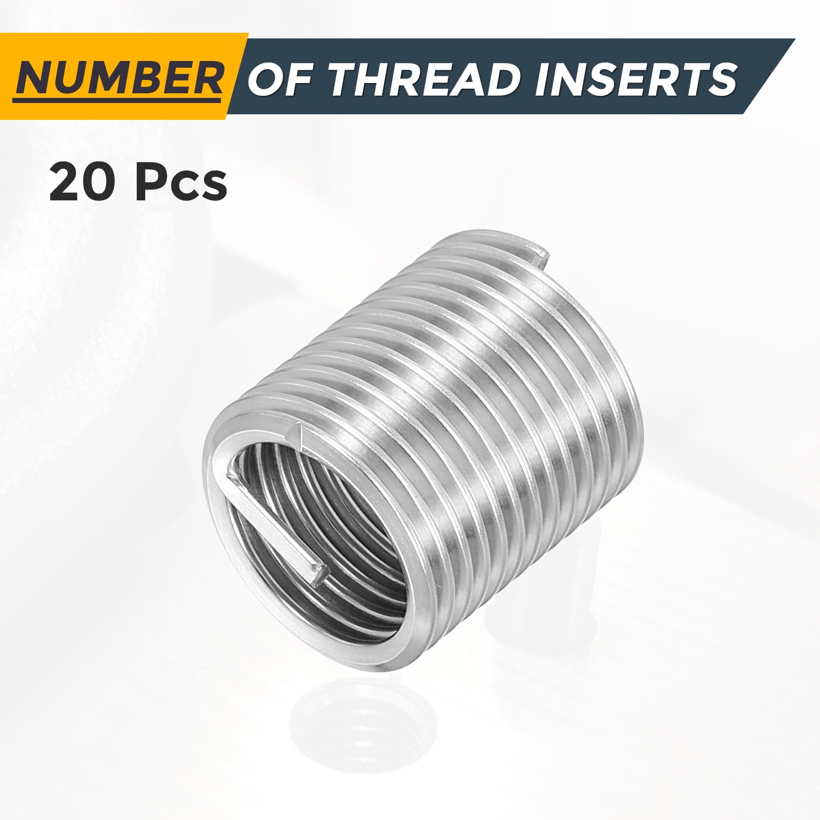 Uxcell 20pcs Wire Thread Inserts M16 x 2 x 2D Metric Helical Threaded Sleeve
