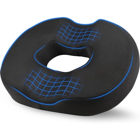 EcoNour Donut Pillow Seat Cushion | Memory Foam for Tailbone, Hip Support & Posture | for Office Chairs, Cars, Wheelchairs