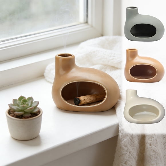 Sentmoon Incense Stick Holders Incense Burners Handcrafted Ceramic Palo Incense Censer Ash Catcher with Chimney for Wood Sticks Incense Cones Room Home Decor