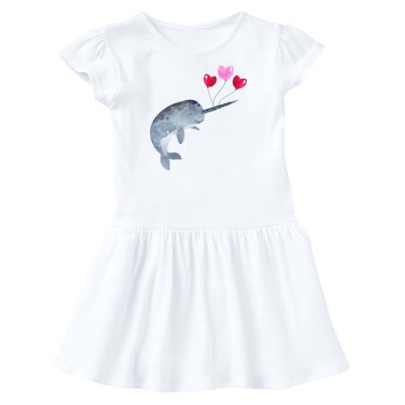 

Inktastic Valentine s Day Narwhal with Heart Balloons Gift Toddler Girl Dress
