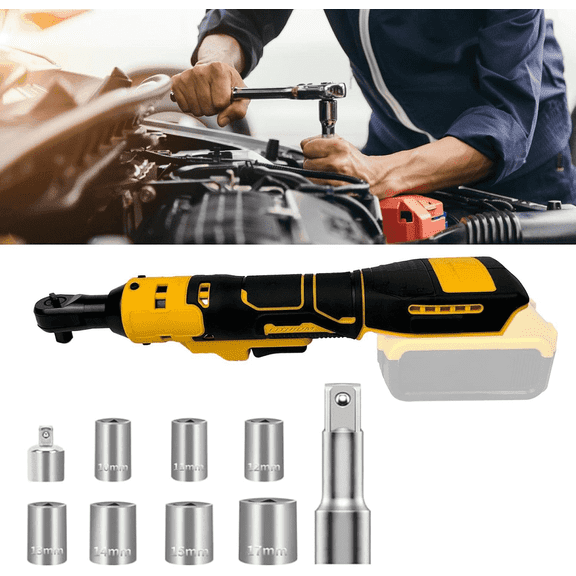 Cordless Ratchet Wrench 60ft-lbs Compatible with 20V Max Dewalt Battery(No Battery) 3/8-inch Brushless Power Ratchet Wrench with Variable Speed
