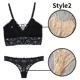 thumbnail image 5 of Conjunto de Sujetador de encaje para mujer, ropa interior Sexy sin aros, Tanga calado, transparente, sin costuras, 5 of 5