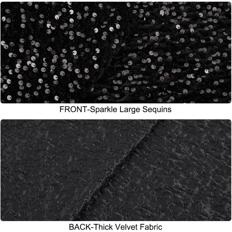 Sequin Fabric by The Yard 2 Yards Reversible Glitter Fabric Polyester  Fabric Out Door Sequin Fabric for Sewing Clothes Gowns Dress Black Black