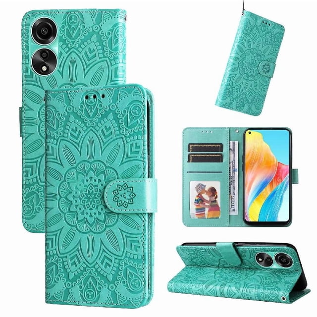 Funda tipo cartera GANGXUN para OPPO A78 4G , diseño girasol, cuero PU, soporte, cierre magnético, tarjetero
