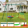 thumbnail image 3 of CYFIE Kids Swing Set for Outdoor Backyard Playset with Saucer, Metal Swing Set, 3 of 11