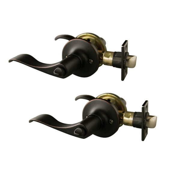 Design House Stratford 2-Pack 6-Way Universal Privacy Bed and Bath Door Lever, Oil Rubbed Bronze