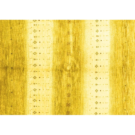Ahgly Company Machine Washable Indoor Rectangle Abstract Yellow Contemporary Area Rugs, 6' x 9'