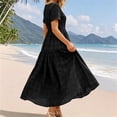 thumbnail image 5 of Iyufng Women's Checkered Dresses V-Neck Short-Sleeve Pleated Dress, 5 of 6