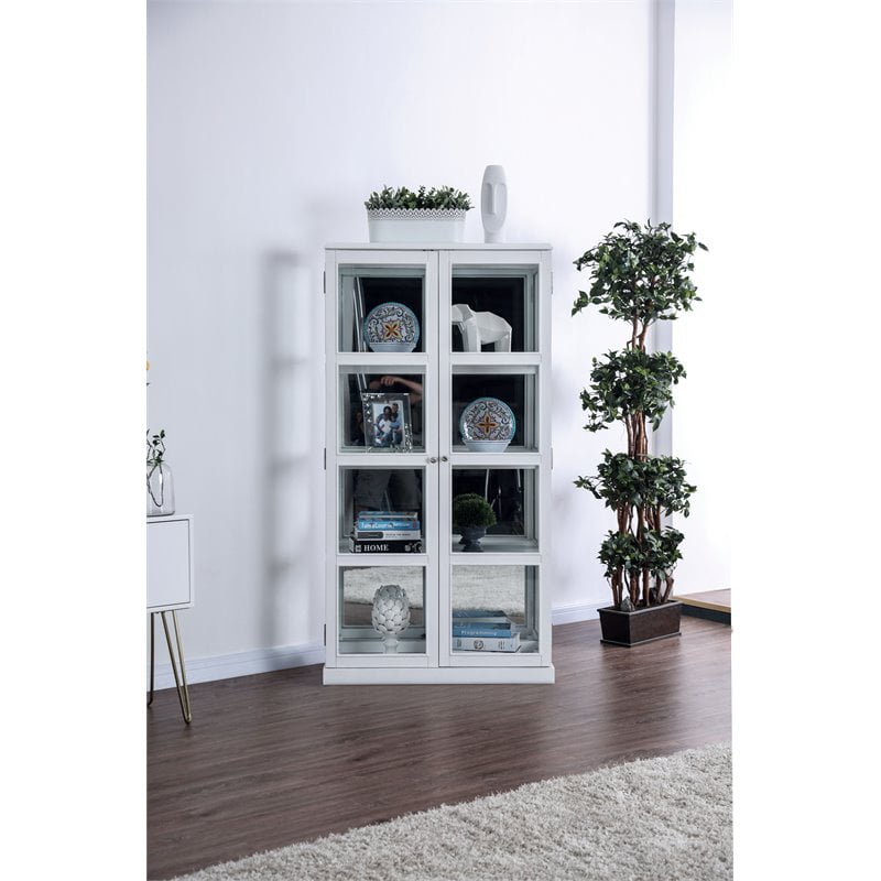 Furniture Of America Mendes Transitional Curio Cabinet In White