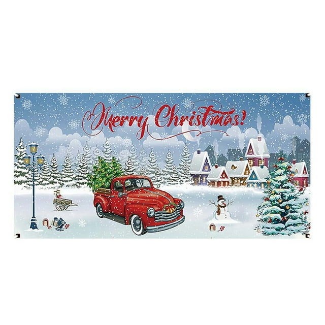 Binwennn Christmas Garage Door Decorations Christmas Garage Door Banner Mural Covered In 7 X 16 Foot Car Christmas Tree Pattern Garage Door Mural For Holiday Parties Canadian Flag 3x5 Polyester