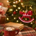 thumbnail image 4 of Christmas Rocking Horse Ornaments 3 pack Glitter Baubles 8cm Vintage Mini Hanging Decorations for Xmas Tree Holiday Party Supplies Shatterproof Plastic, 4 of 7