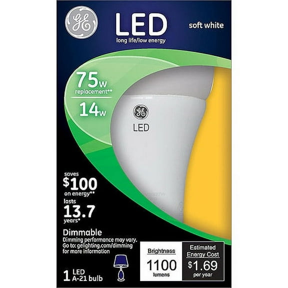 GE 75-Watt Equivalent Soft White A19 LED Light Bulb