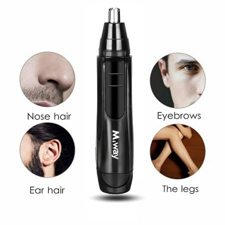 Ear Nose Hair Trimmer M.way Wet Dry Hair Trimmer Electric Portable Personal Ear Nose Eyebrow Mustache Face Hair Removal Trimmer Shaver Clipper Cleaner Remover Tool for Men Women With Stainless Steel Blade ()
