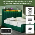 thumbnail image 2 of Uforic Upholstered Queen Size Bed Frame with Charging Station & Headboard, Platform Bed Frame with Drawers, Green, 2 of 8