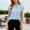 #346-Light Blue, variant on Womens Short Sleeve Tops Loose Fit V Neck Double Layer Petal Sleeve Ruched Bust Solid Soft Breathable Blouse for Spring Summer Gift