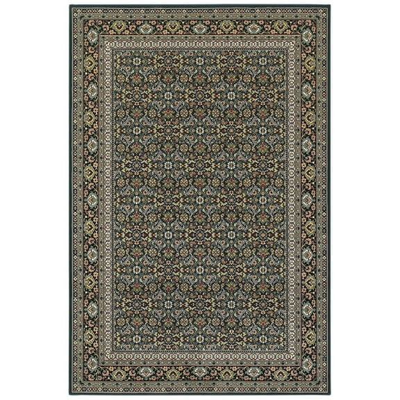 Oriental Weavers Kashan Area Rug 180L1 Navy Half-Brick Repeat 1' 10" x 3' Rectangle