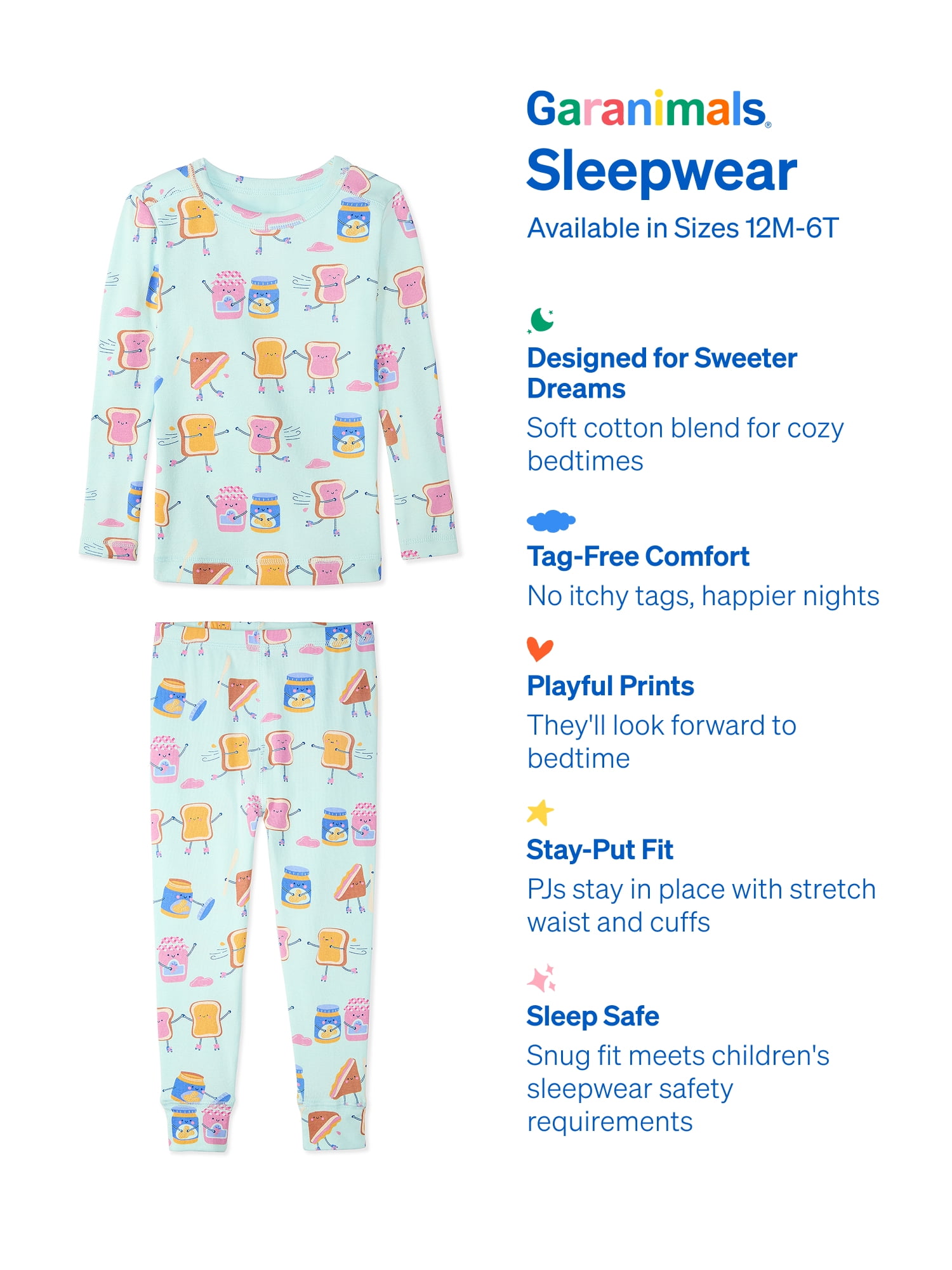 Garanimals Baby & Toddler Pajama Sets, 2-Piece & 6-Piece, Sizes 12M–6T