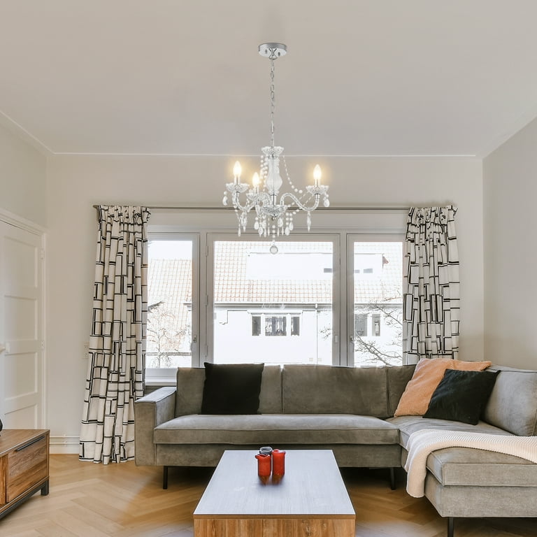 NATYSEAN Crystal Chandelier Modern Luxurious Light Candle Mini Pendant Lamp Ceiling Living Room Lighting for Dining Living Room Bedroom Hallway Entry,Clear