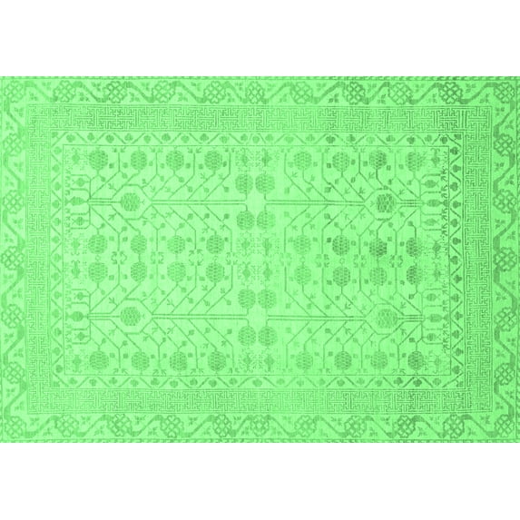 Ahgly Company Indoor Rectangle Oriental Emerald Green Traditional Area Rugs, 6' x 9'