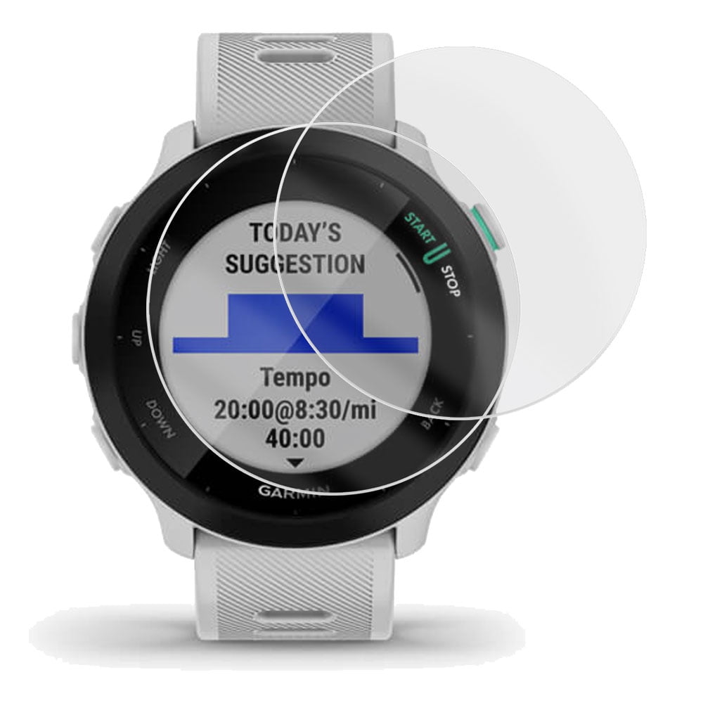 Garmin Forerunner 55 GPS Running Watch (White) Bundle with 2-Pack Screen Protector + 1 YR CPS Enhanced Protection Pack| Official Garmin USA Dealer