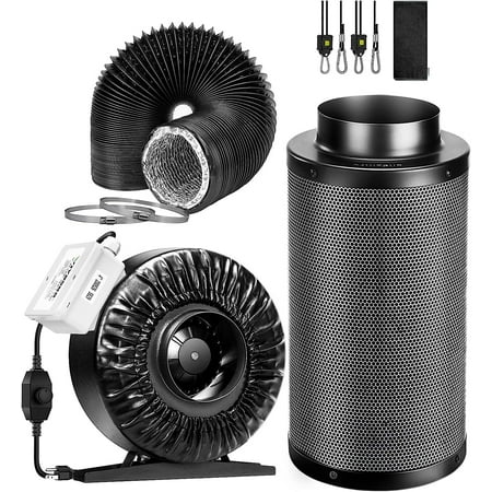 

VIVOSUN 6 Inch 440 CFM Inline Fan with Speed Controller 6 Inch Carbon Filter and 8 Feet of Ducting Air Filtration Combo for Grow Tent Ventilation