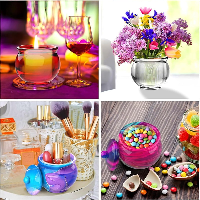 1PC Round Storage Box Silicone Mold, Storage Resin Mold with Lid for Handmade Crafts DIY Storage Jar for Jewelry Ornaments Container